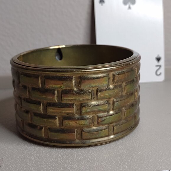 Vintage Wide Gold Tone 8 Inch  Metal Bangle - Picture 4 of 8